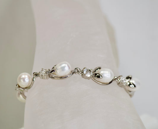 Argent Avec Perles Bracelet