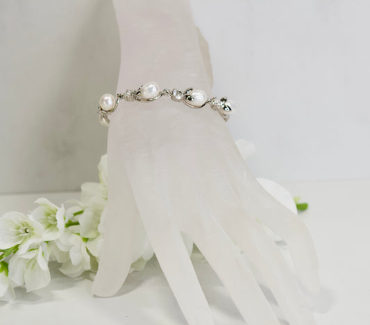 Argent Avec Perles Bracelet